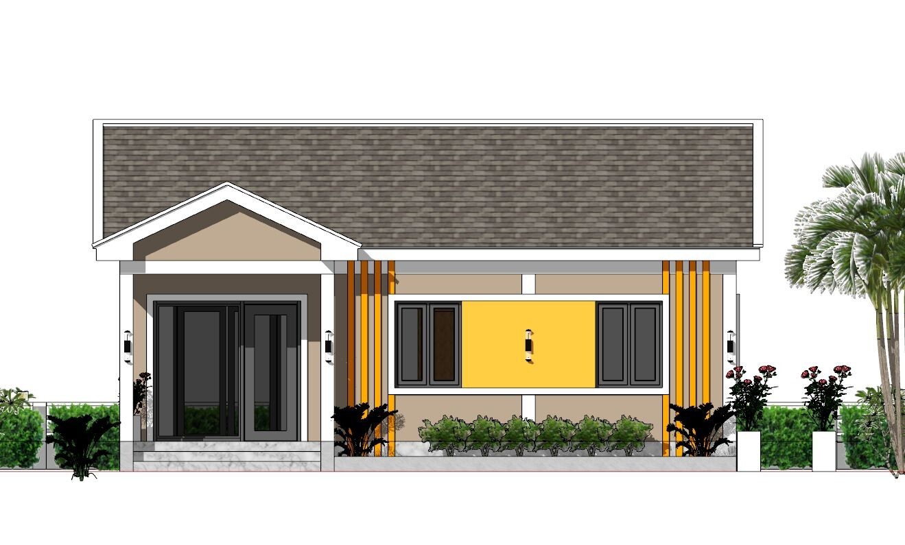 30×23 Feet Small House 9×7 Meter 2 Bed 1 Bath Gable Roof PDF Plan (A4 Hard Copy)
