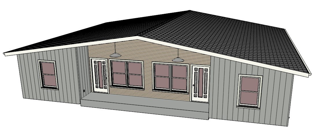 Mid-Century Modern Duplex PLAN PDF for Affordable Duplex 912 Sq. Ft. Per Unit