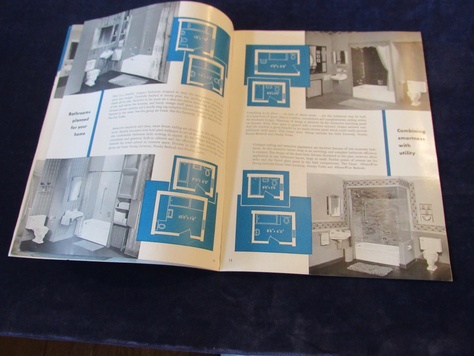 Vintage 1949 CRANE Kitchen Bath Brochures MCM Illustrated Home Design Plans C600