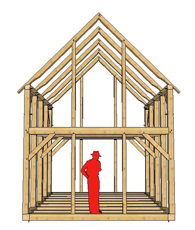 Timber Frame Shed/Barn Plans size 14′ x 16′, printed plans on 8 1/2×11 new