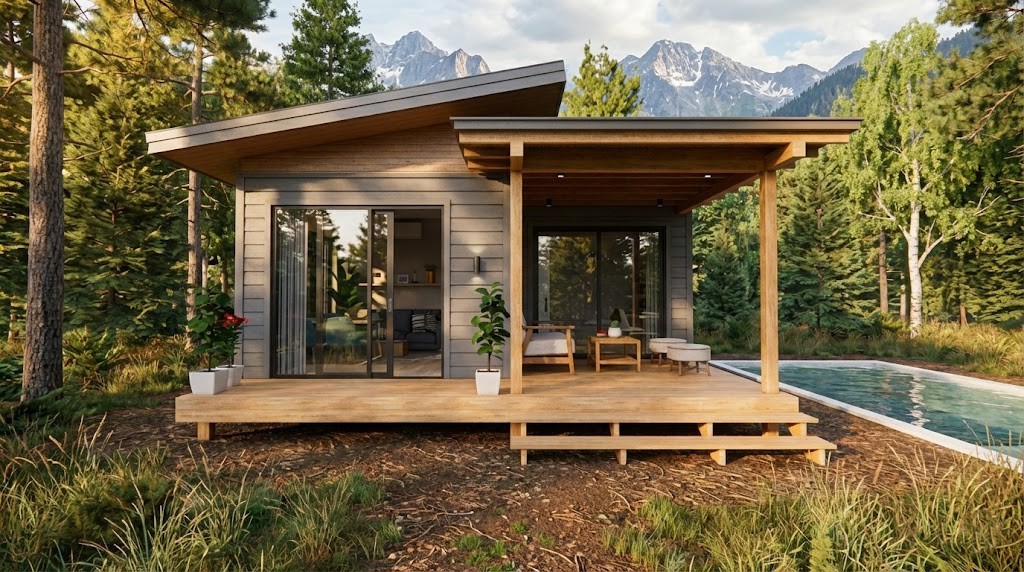 20×17 Feet Small House 6×5 Meter 1 Bed 1 Bath Shed Roof PDF, CAD &A4 Hard Copy