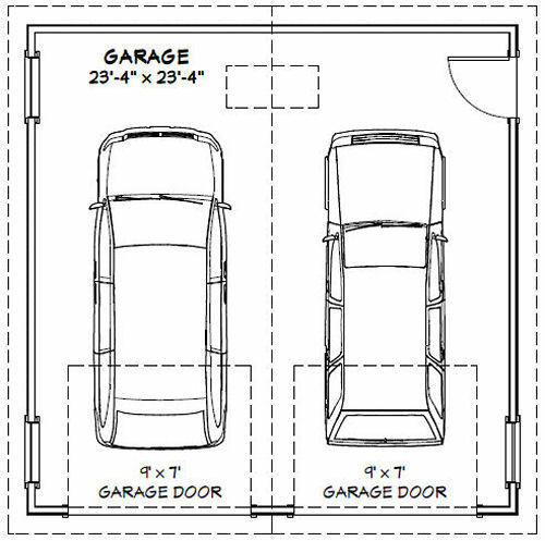 24×24 2-Car Garage — 576 sqft — 8ft Walls — PDF Floor Plan — Model 1A