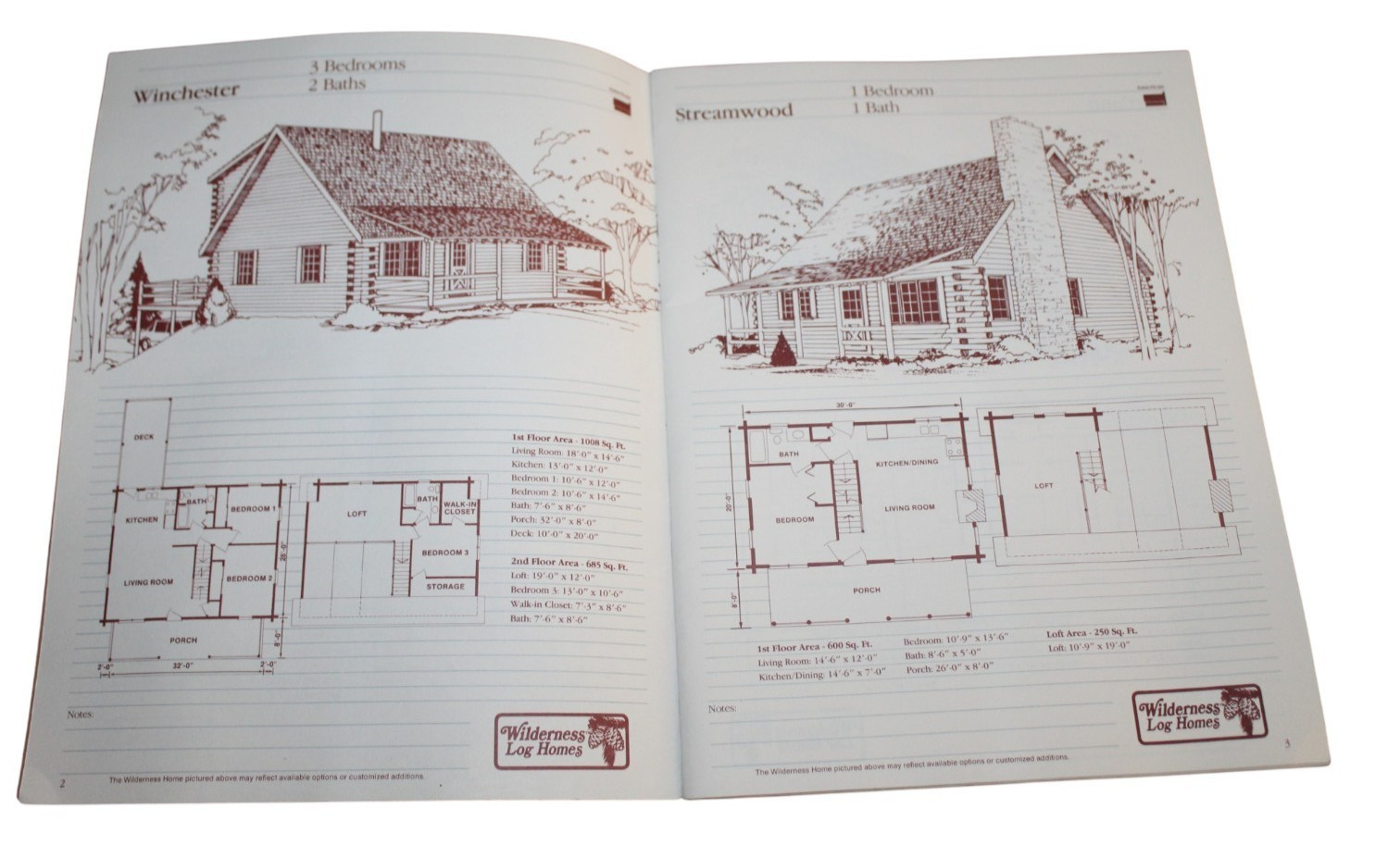 Vintage Wilderness Log Homes Plan Book Catalog 52 Cabin Floor Plans House Design