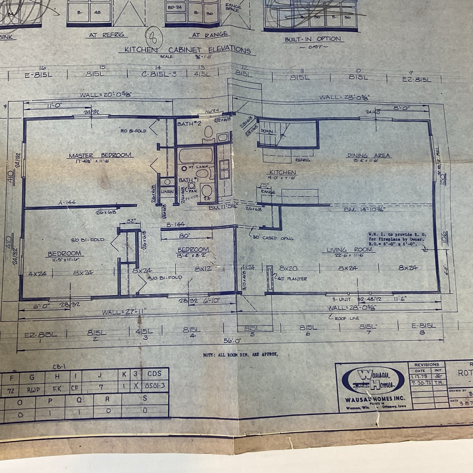 Wausau Homes 1975 House Plans Blueprints Rothschild Model 303 3 Bedroom 1.5 Bath