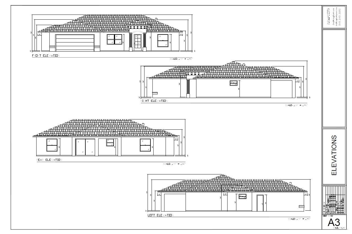 2,224 sq/ft Florida Custom Home Plan Blueprints COMPLETE SET in PDF NEW House