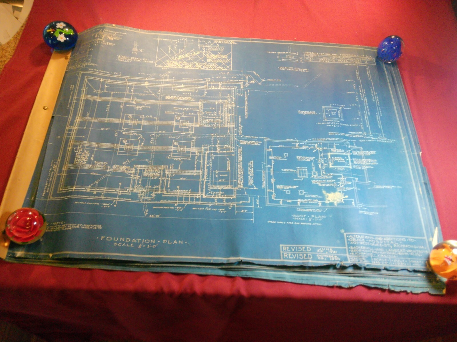 JULY 1930 Baskervill & Lambert Architects Blueprints, Grace Hospital Richmond VA