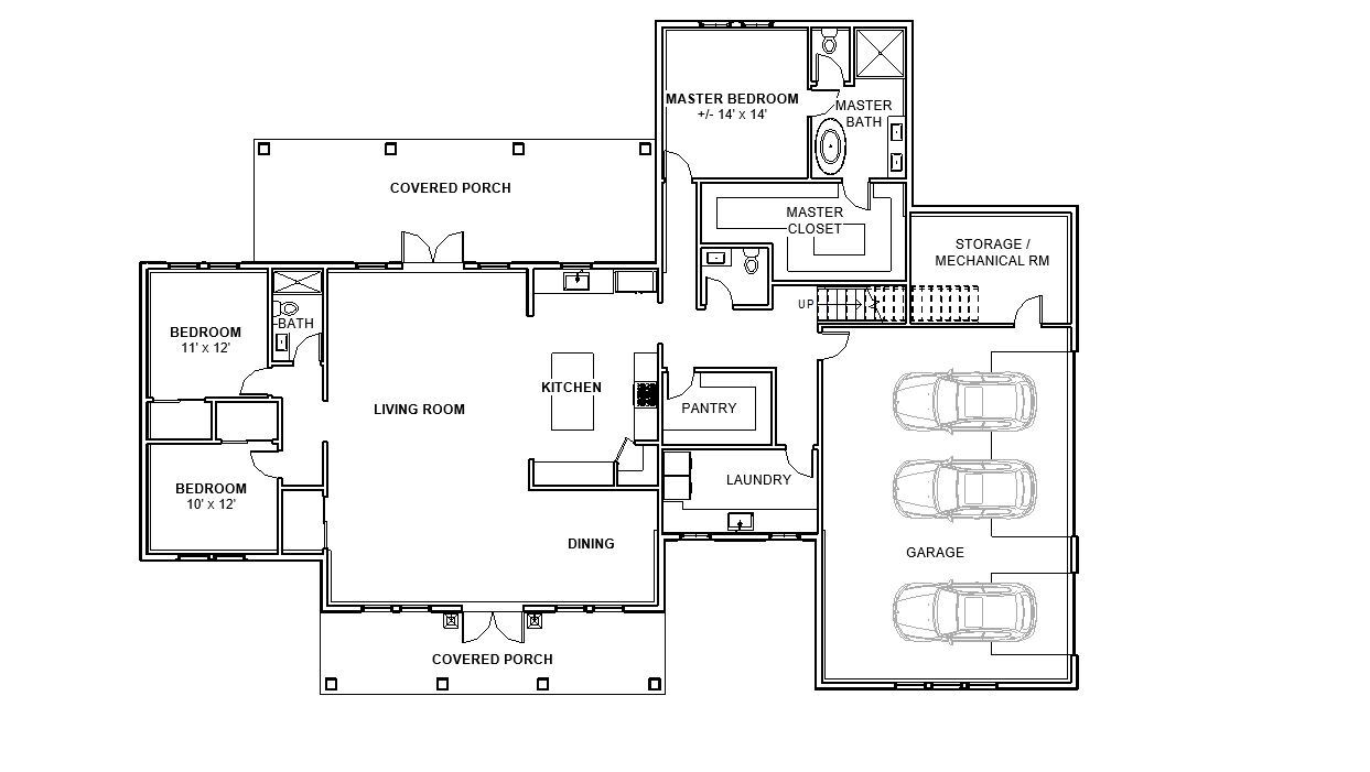 Modern Craftsman Farmhouse 3 bed 2.5 bath – Floor Plan Drawings Blueprint