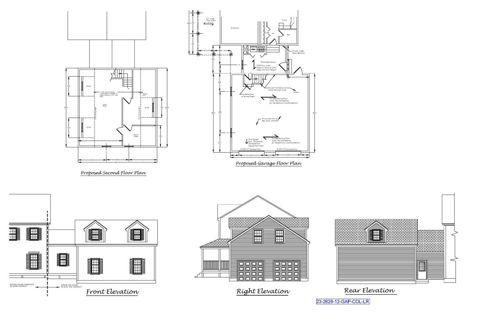 28′ X 28′ GARAGE ADDITION PLANS – COLONIAL ADDITION – PLAN 23-2828-GAP-12-COL-LR