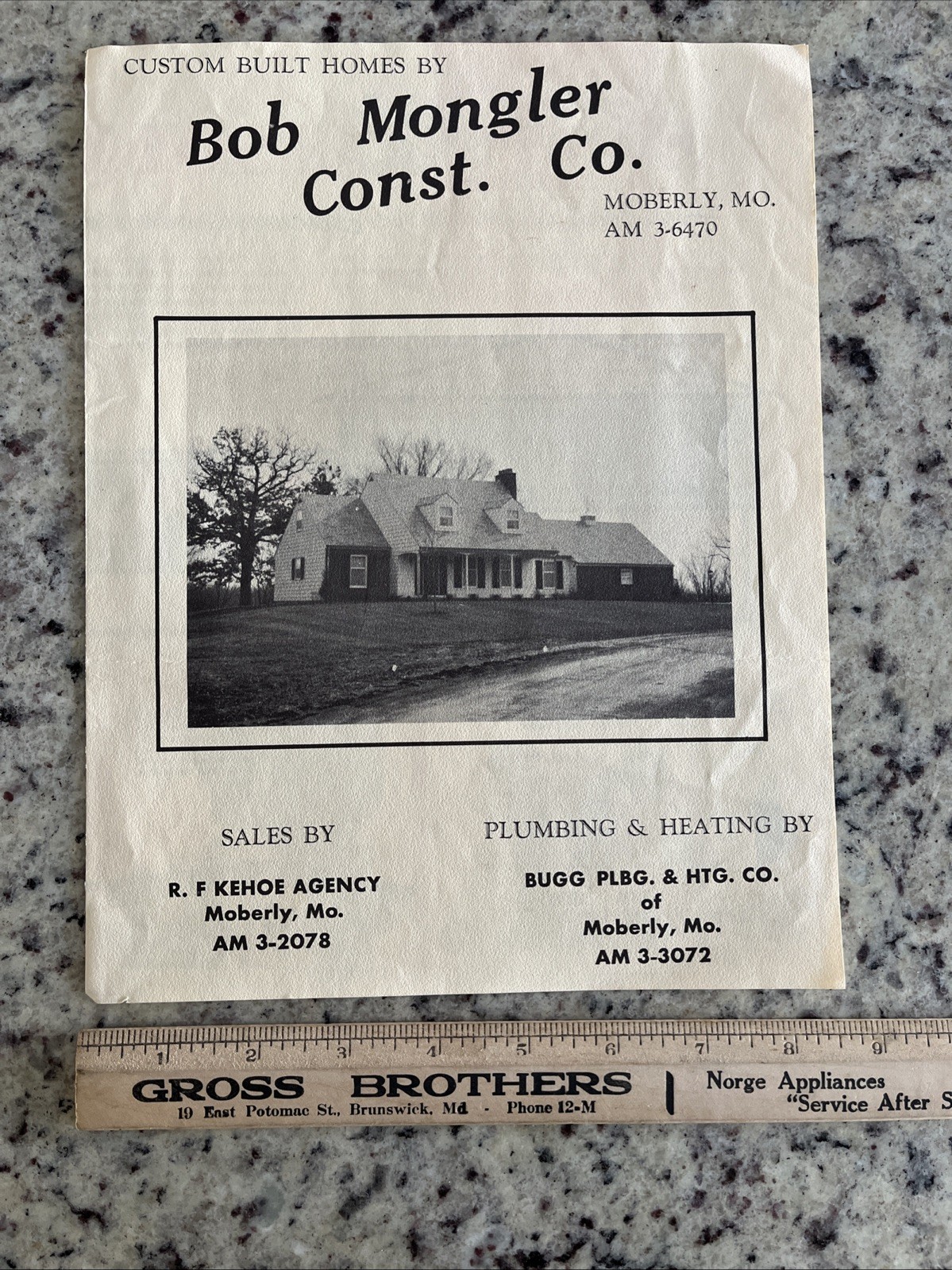 Vintage 1950s Home Plan Brochure Bob Mongler Construction Co Moberly MO Kehoe