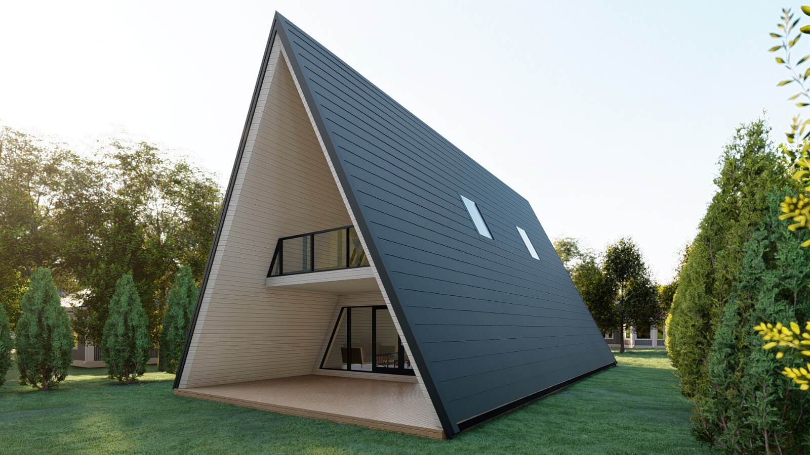 26X47 Modern DIY A-Frame Cabin Architectural Build Plans, 38 detailed pages PDF