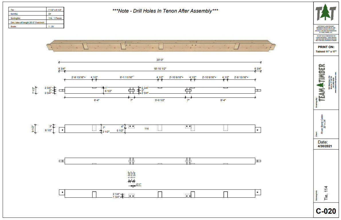 20′ x 24′ River Bend Cabin III Timber Frame Plan Set