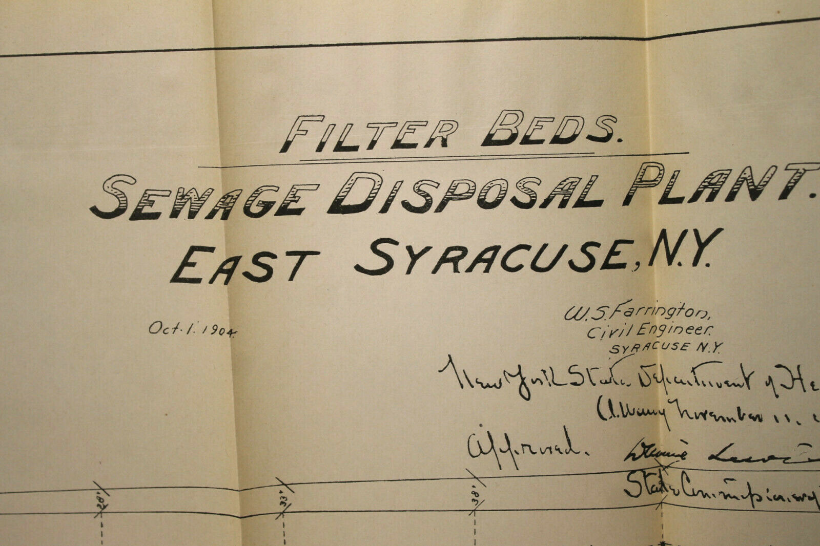 4pc 1904 East Syracuse NY 1 inch=200 Ft Maps of Proposed Sewage Disposal Plant