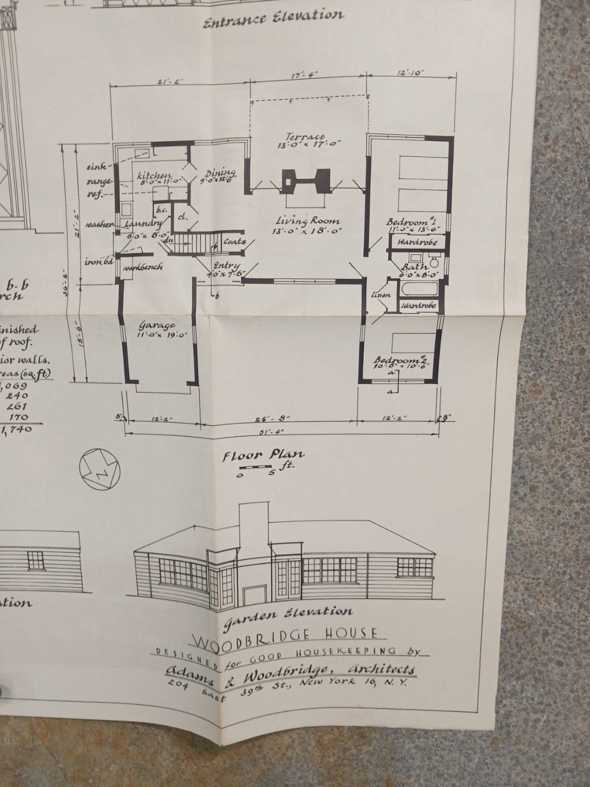 VTG 1950s Adams & Woodbridge House Good Housekeeping Floor Plan MCM Cottage