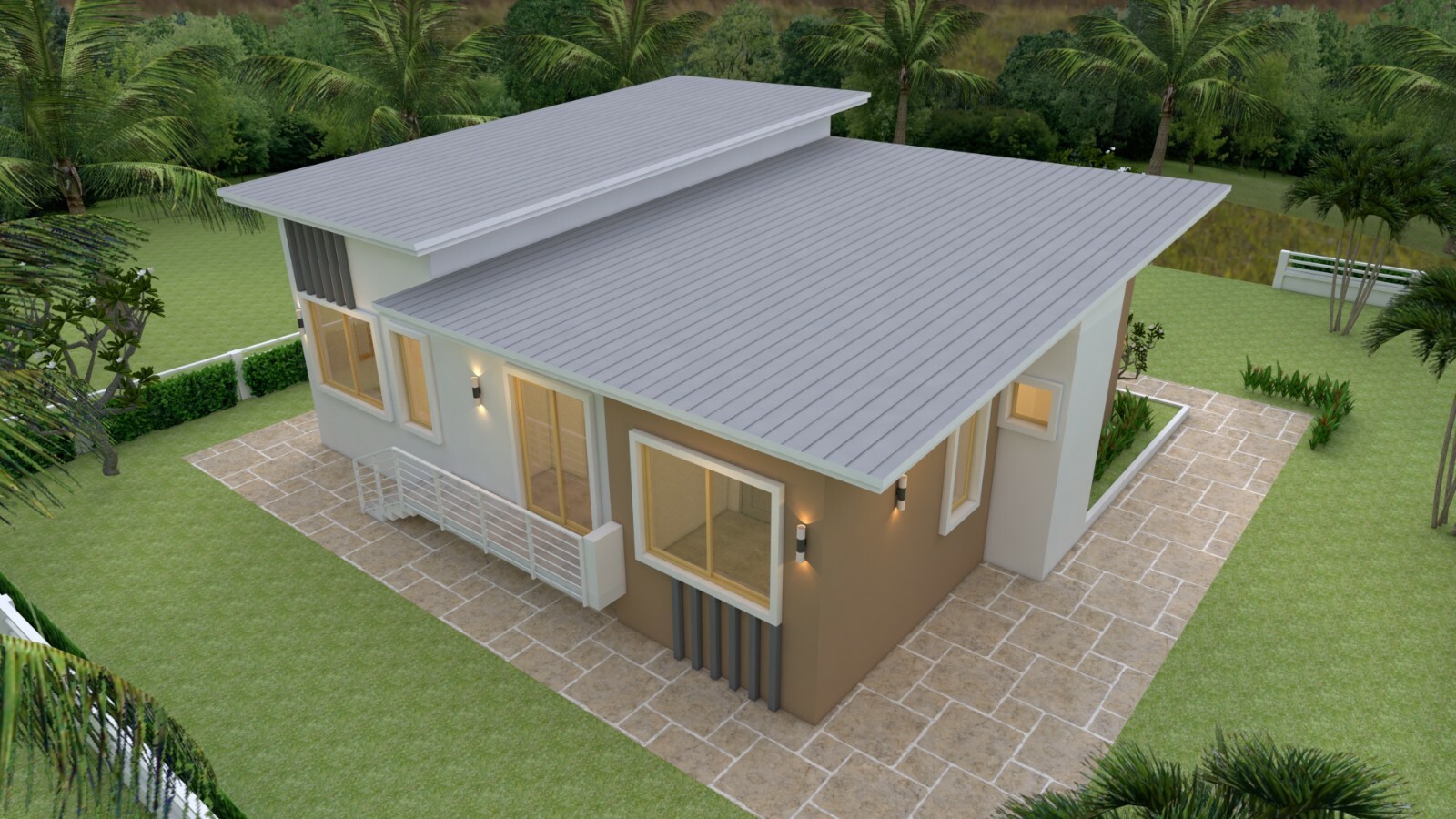 House Plan 12×12 Meter 39×39 Feet 4 Beds 2 Baths Shed Roof PDF (A4 Hard Copy)