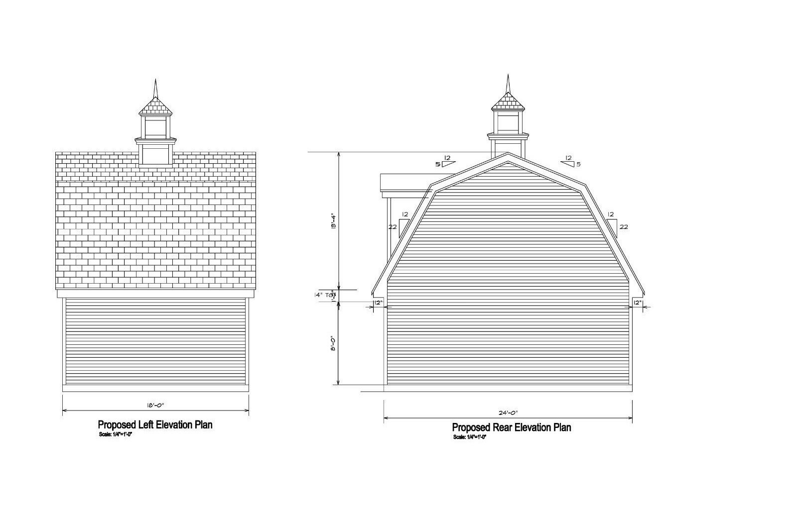 18’X24′- 24’X18′ ONE CAR GARAGE PLANS GAMBREL ROOF GARAGE PLAN 18-1824-GMB-7