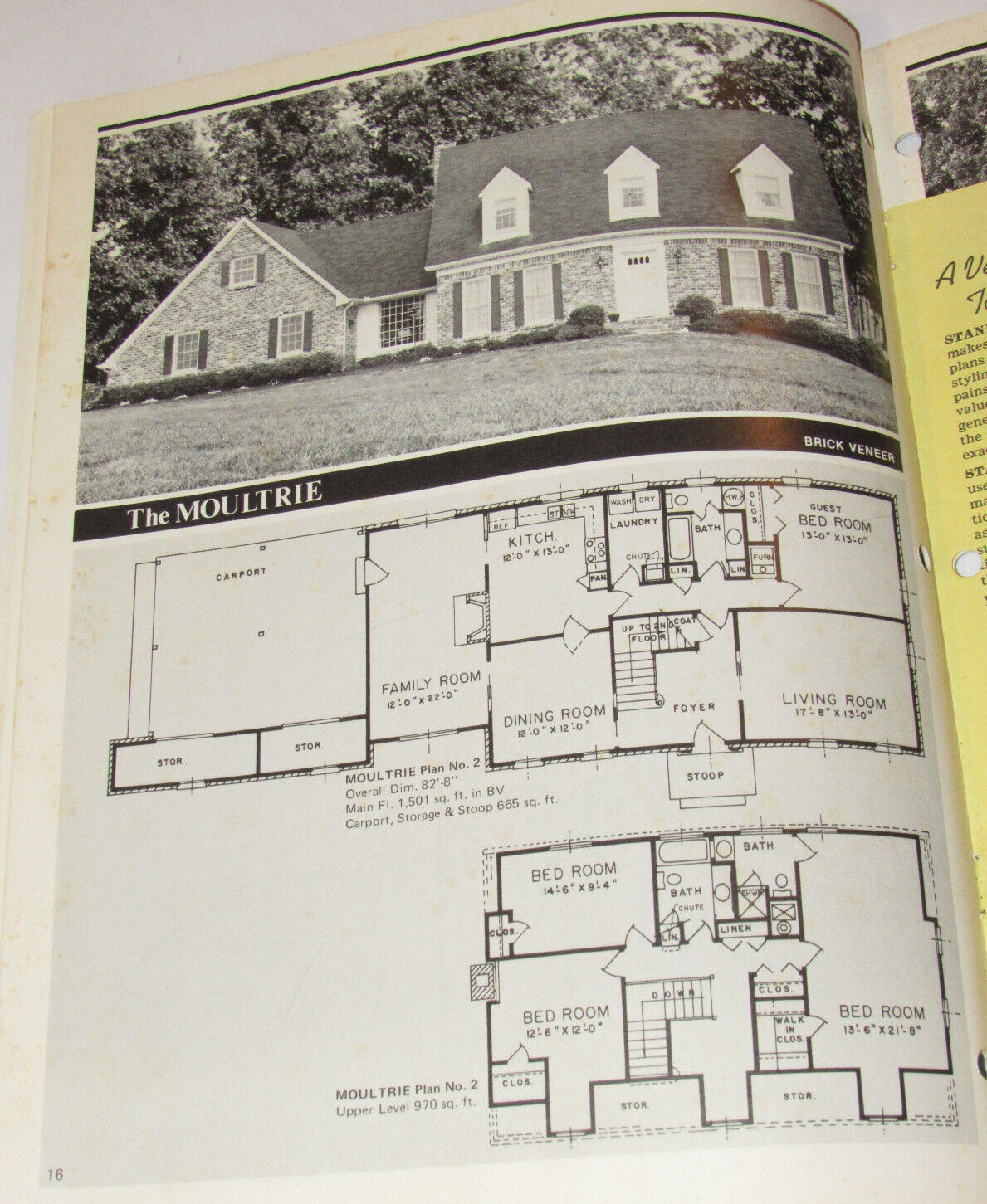 VTG 1976 ’34 OUTSTANDING 1 ½ AND 2 STORY HOMES’ CATALOG OF HOUSE PLANS! LAYOUTS!
