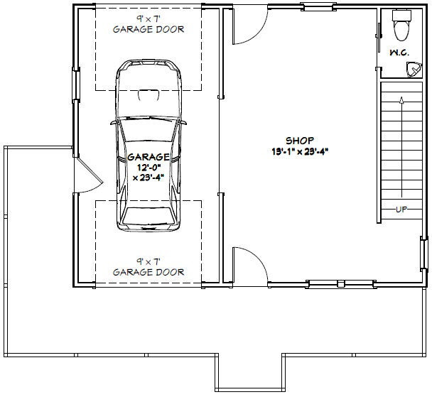 30×24 House — 1 Bedroom 1.5 Bath — 1,062 sq ft — PDF Floor Plan — Model 8A