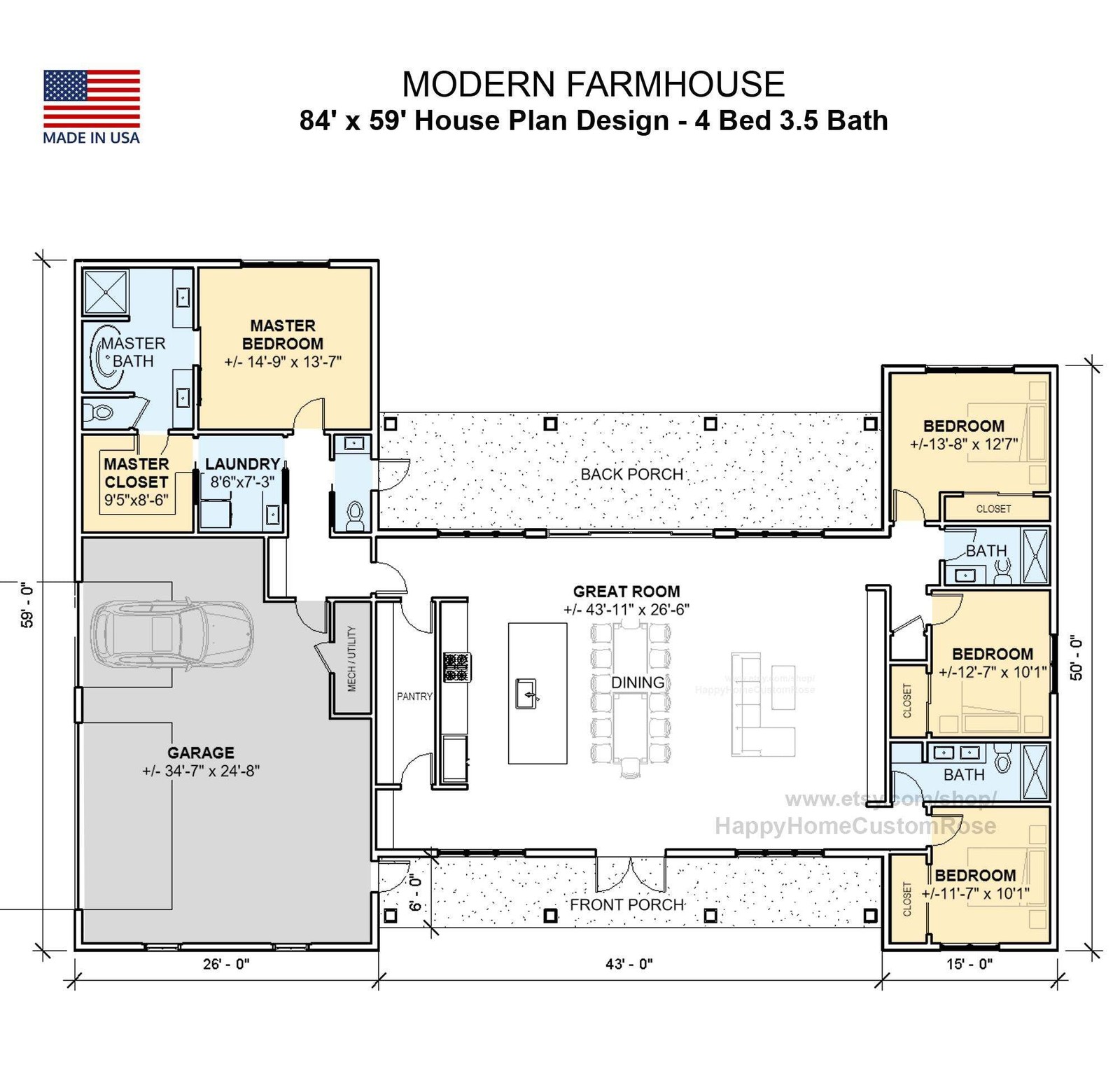 Mighty Maple Barndominium House Plan – 2636 SF, 4 Bed 3.5 Bath – Modern Open Flo