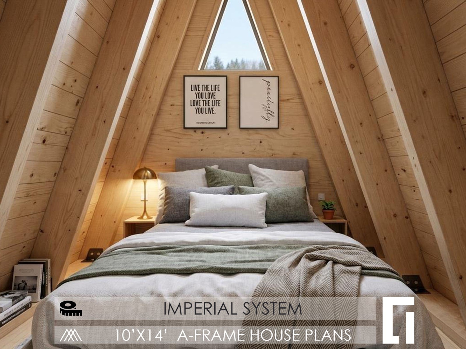10′ x 14′ A-Frame House Cabin Plans -140F- Blueprints