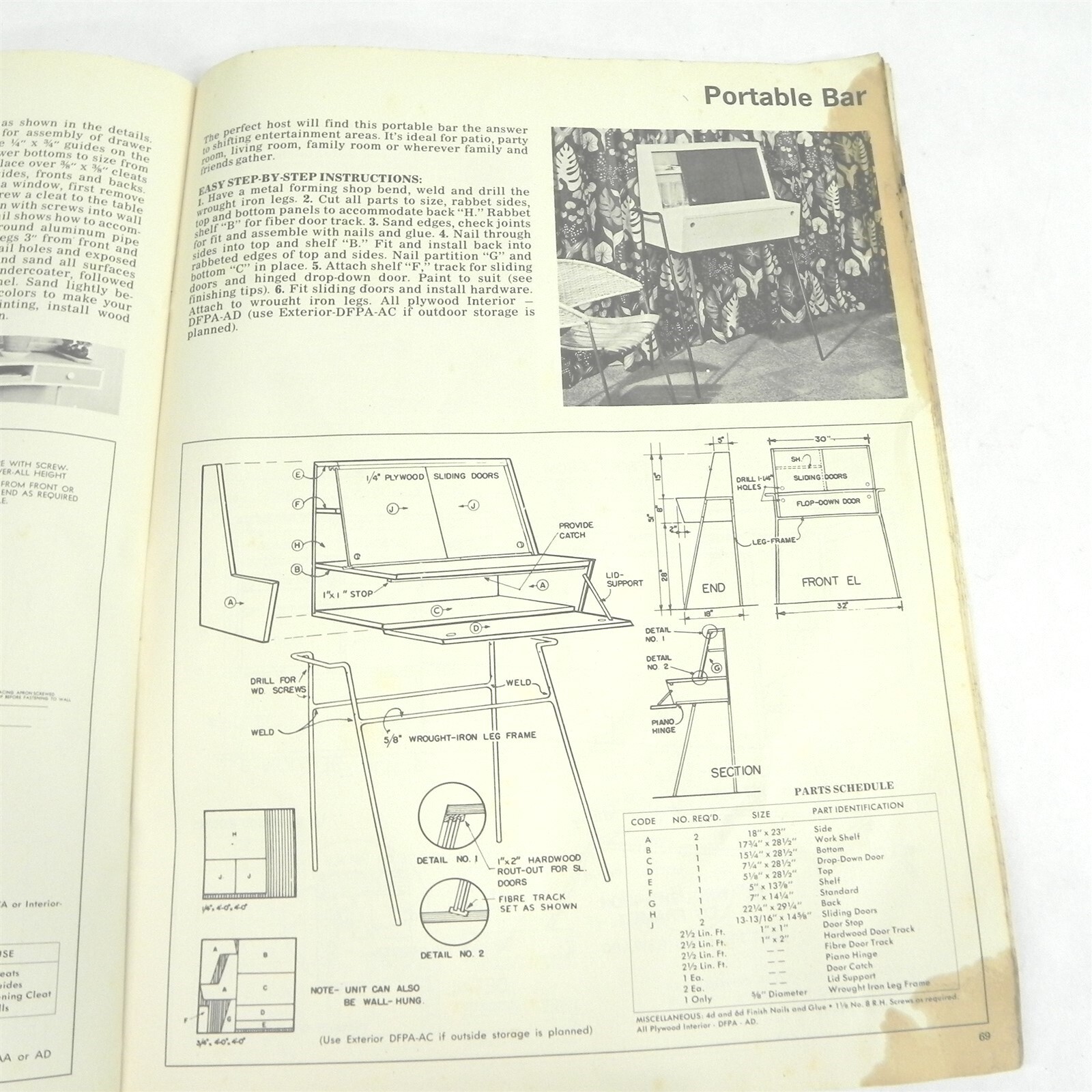 VINTAGE 1960S CRAFTSMAN PLYWOOD HOME STORAGE PLANS BOOK HEAVILY USED