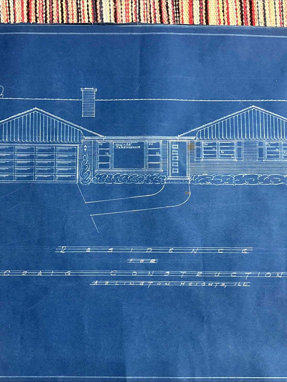 Vintage 1950s Original Blueprints Set – Mid Century Ranch House