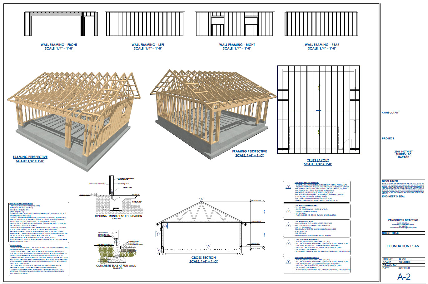 Double Car / 2 Car Garage Plan / Architectural Blueprints – 24 x 26