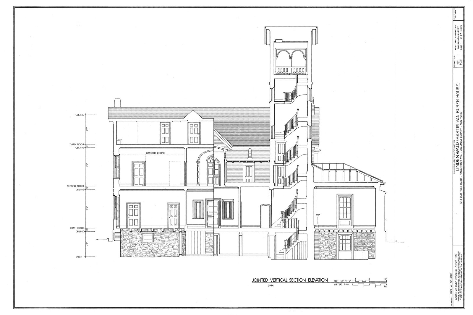 Italianate Victorian home of President van Buren, detailed architectural plans
