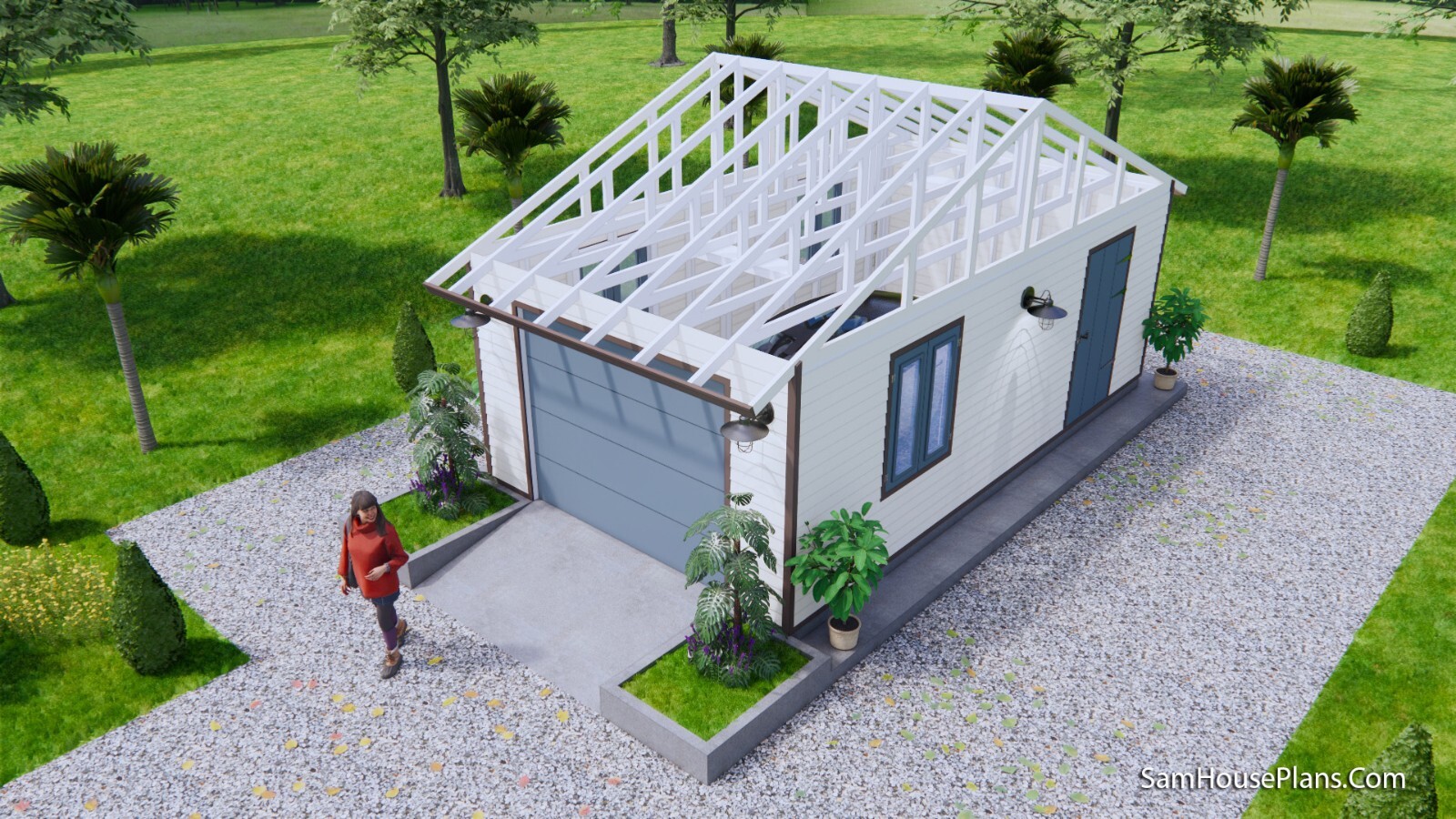 13×23 Feet 4×7 Meter 1 Car Garage Gable Roof Shed Plan PDF Plans (A4 Hard Copy)