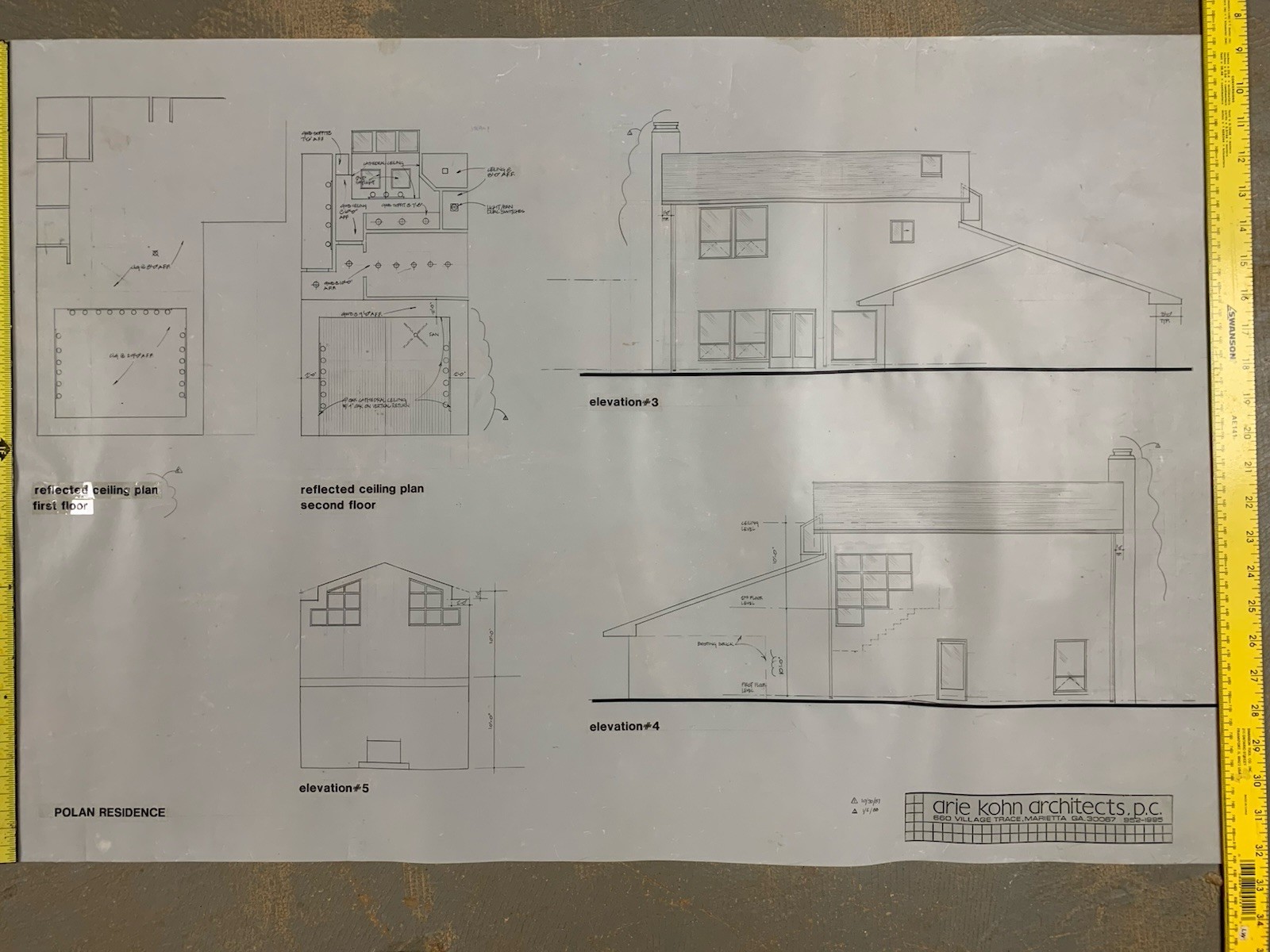 Lot 4 Vintage Architectural Blueprints Home Residence Marietta Georgia 24×36”