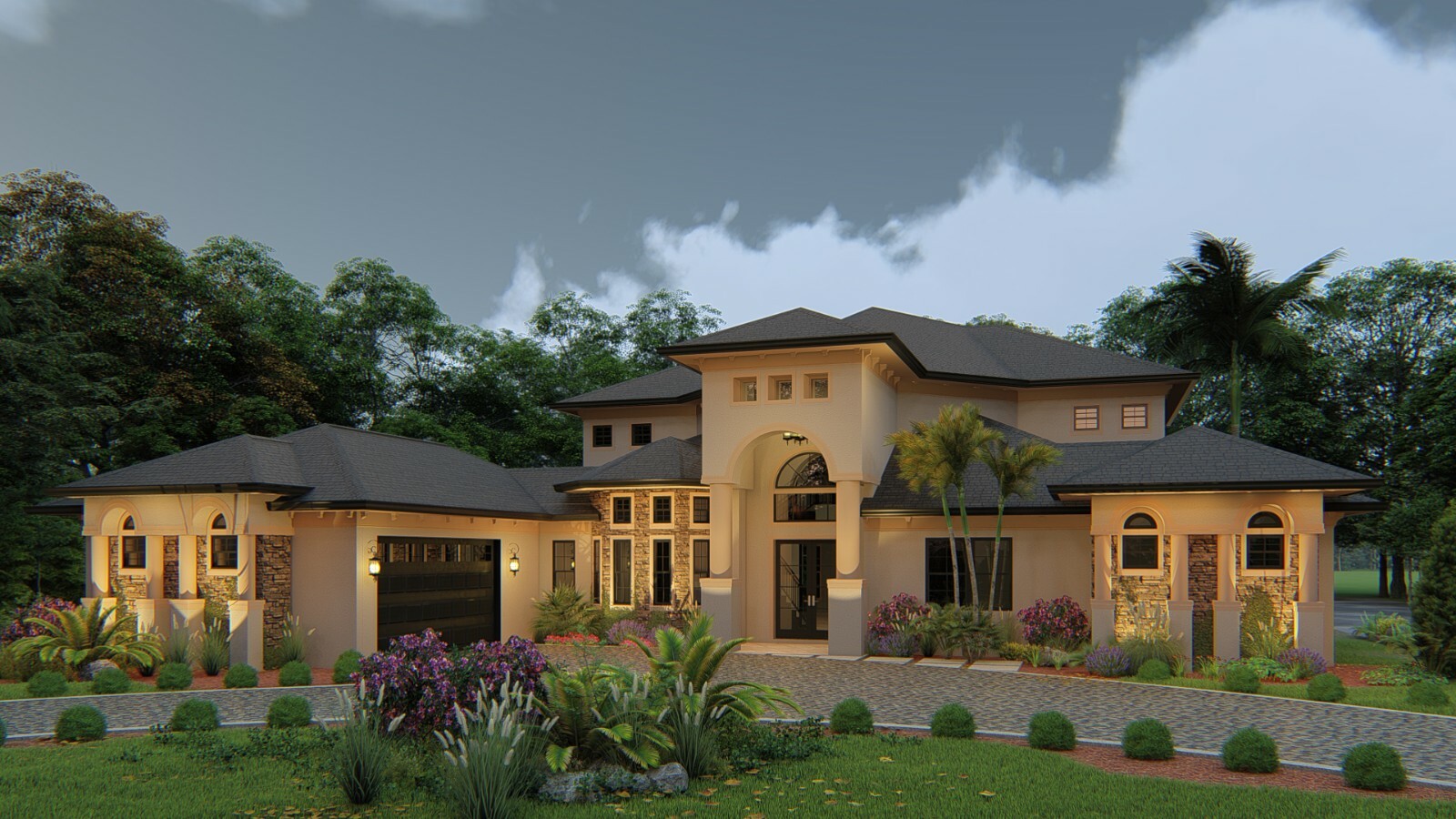 CADFILE BLUEPRINTS MEDITERRANEAN TWO STORY HOUSE PLAN ARCHUP #105M