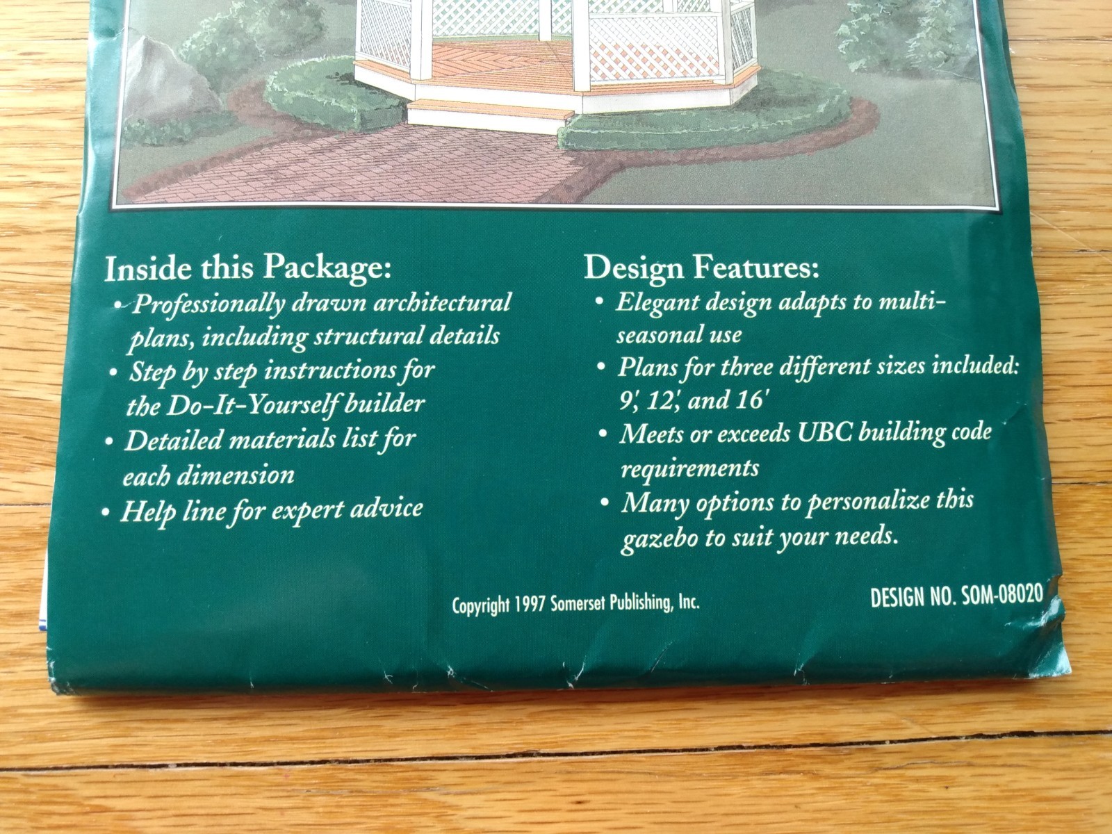 Vintage Nostalgic Gazebo Building Pattern Blueprints Somerset SOM-08020
