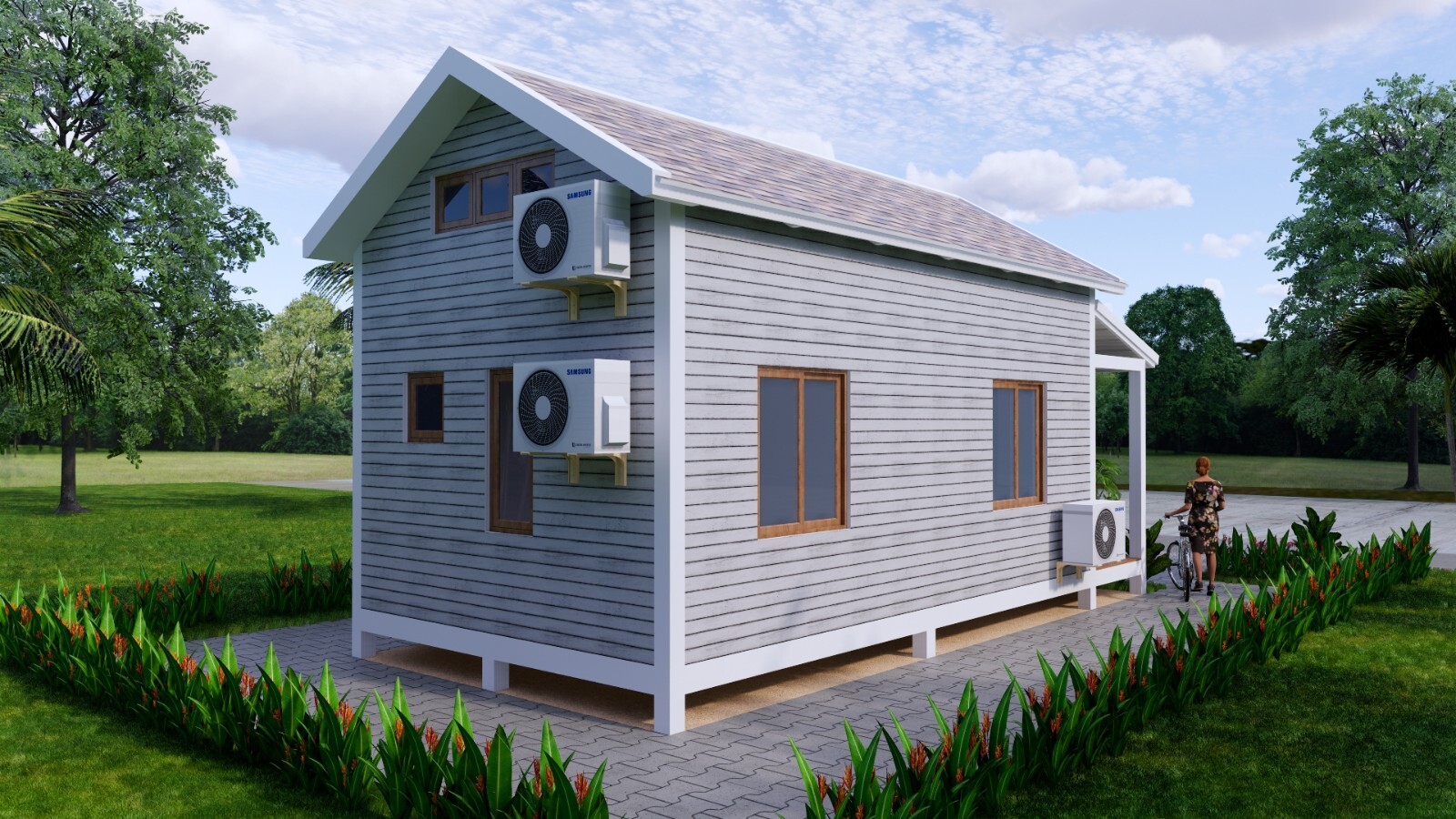 13×23 Loft House Plan 4×7 Meter 2 Beds 1 Bath Gable Roof PDF Plan (A4 Hard Copy)
