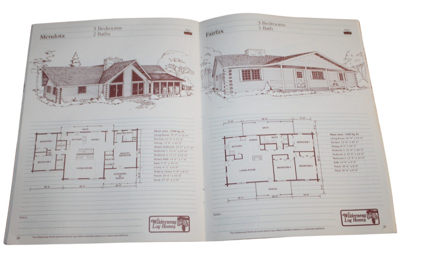 Vintage Wilderness Log Homes Plan Book Catalog 52 Cabin Floor Plans House Design
