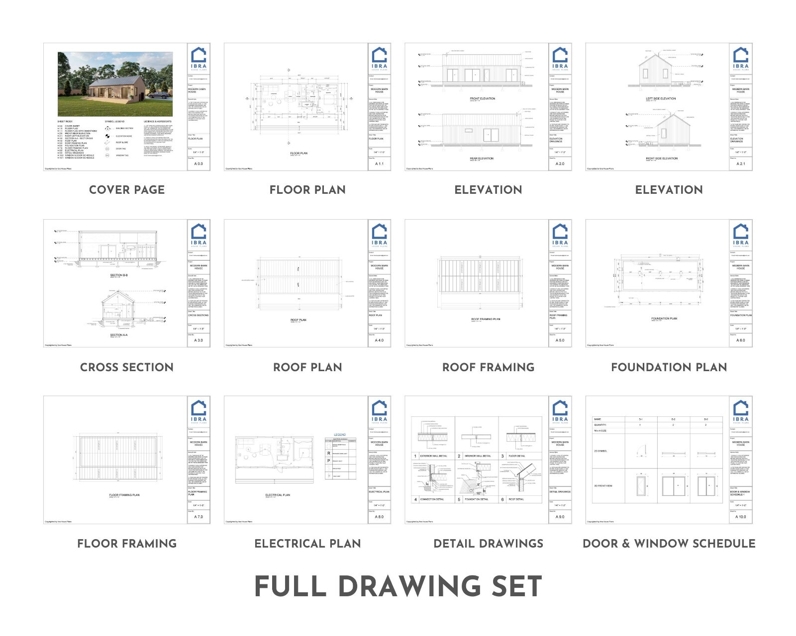 Modern Cabin House, 16′ x 40′, 640 Sq Ft, Tiny House, Architectural Plans