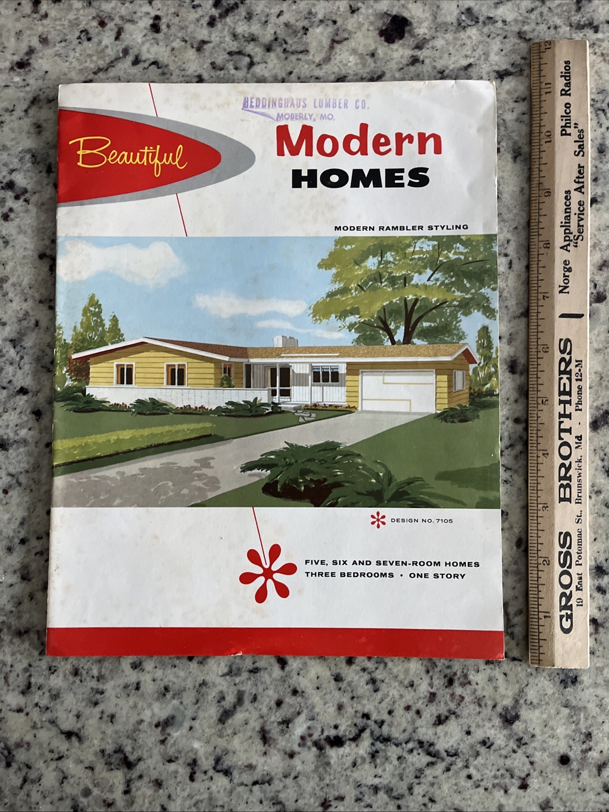 Vintage 1958 Modern Homes MCM Ranch Plans Catalog Heddinghaus Lumber Moberly MO