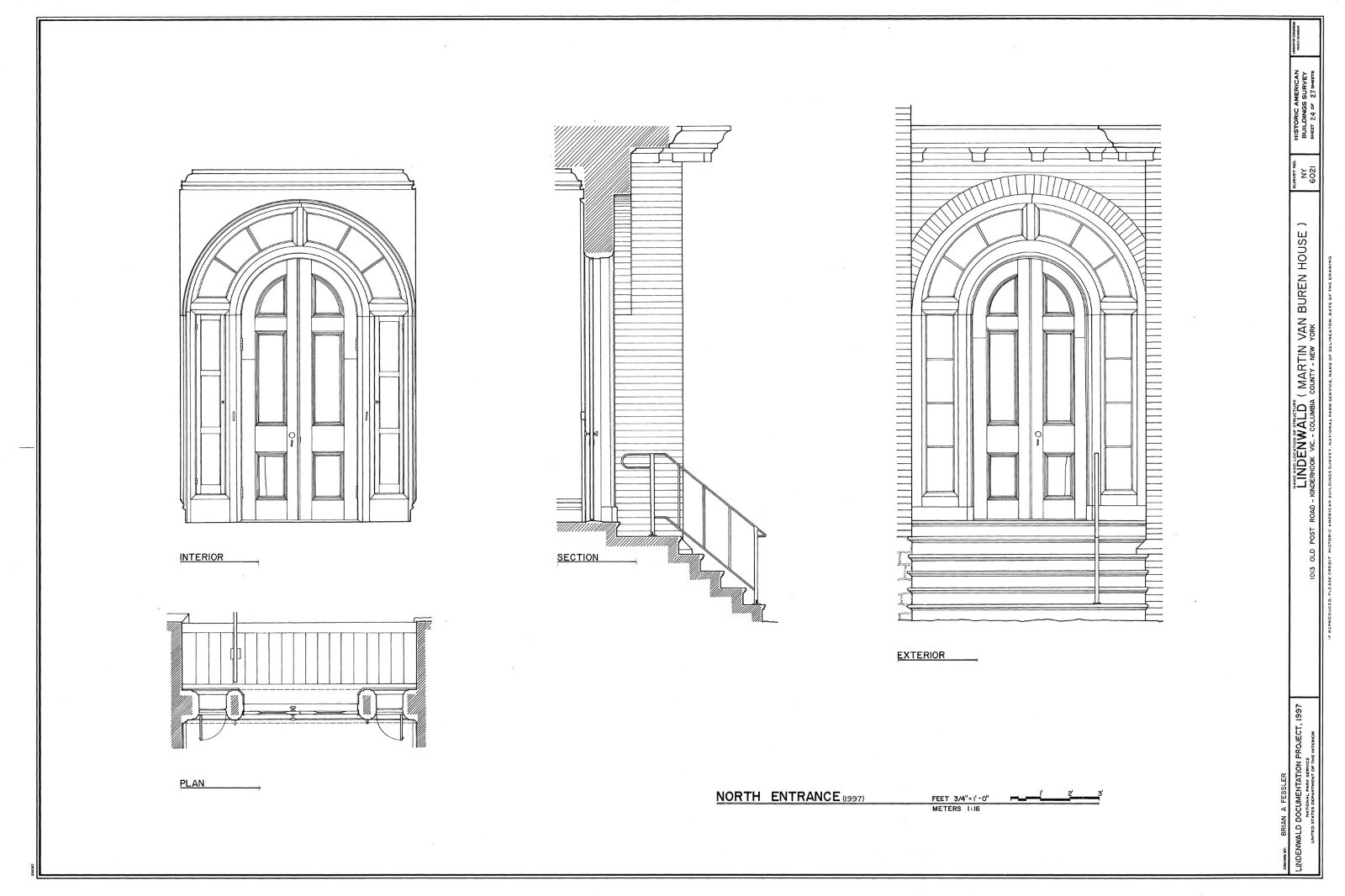 Italianate Victorian home of President van Buren, detailed architectural plans