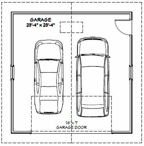 24×24 2-Car Garage — 576 sqft — 8ft Walls — PDF Floor Plan — Model 1C