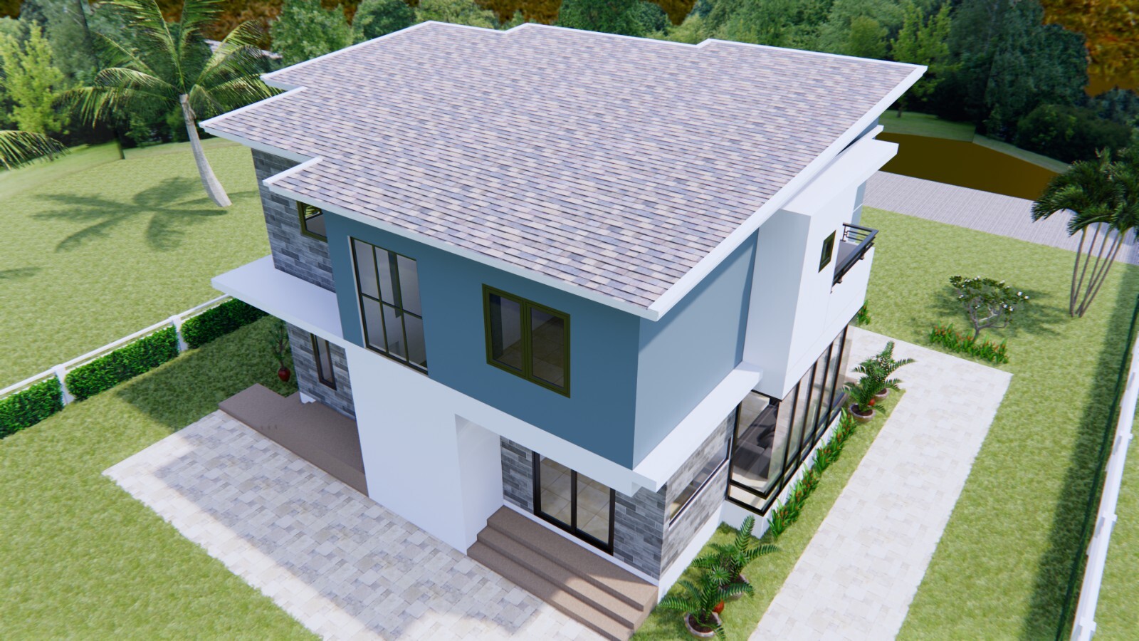 36×26 Feet House Plan 11×8 Meter 3 Beds 2 Baths Shed Roof PDF & (A4 Hard Copy)