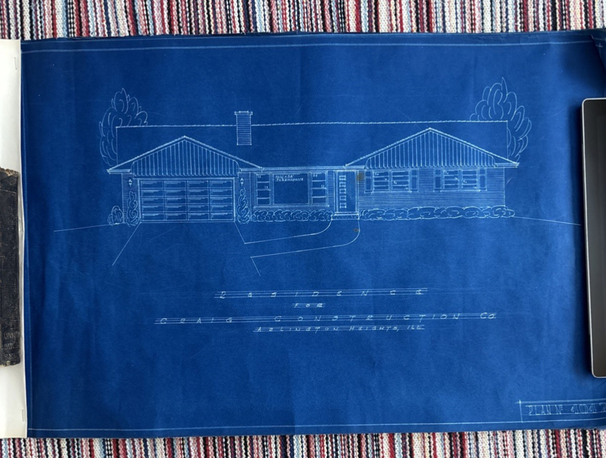 Vintage 1950s Original Blueprints Set – Mid Century Ranch House
