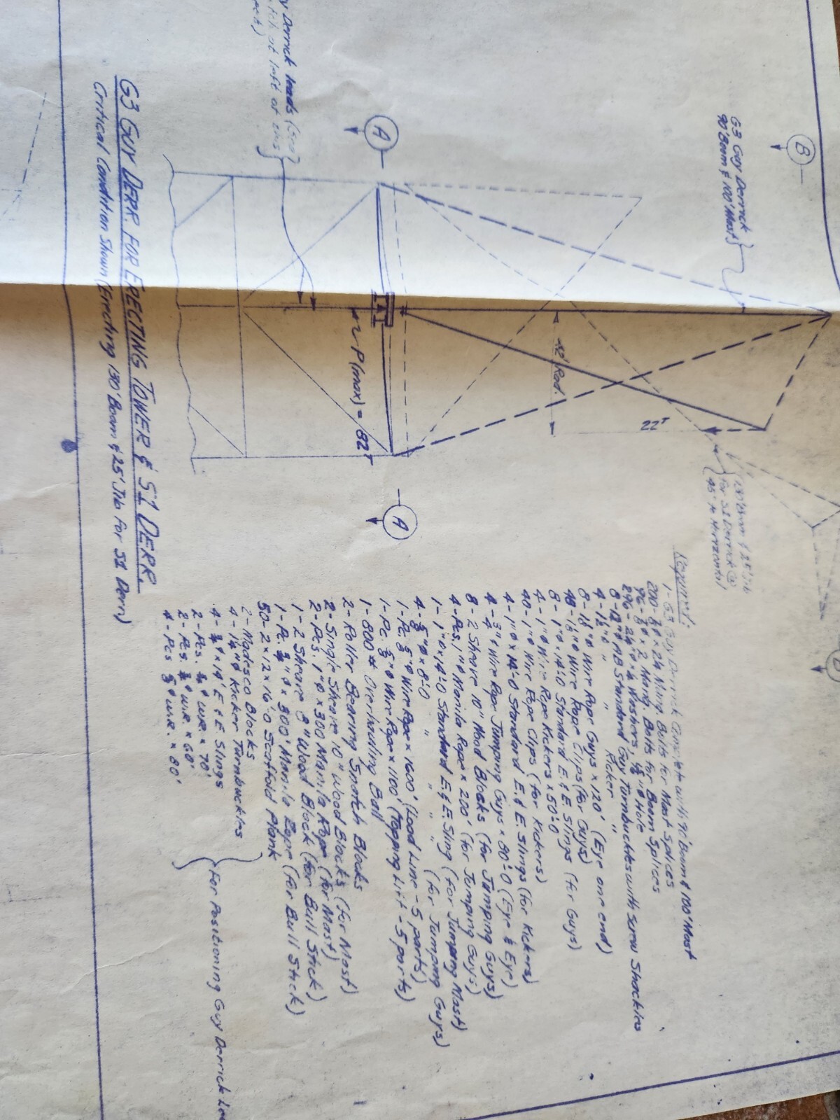 Tower For Type SI Derrick Blueprint Plans 1960’s American Bridge Steel Portugal