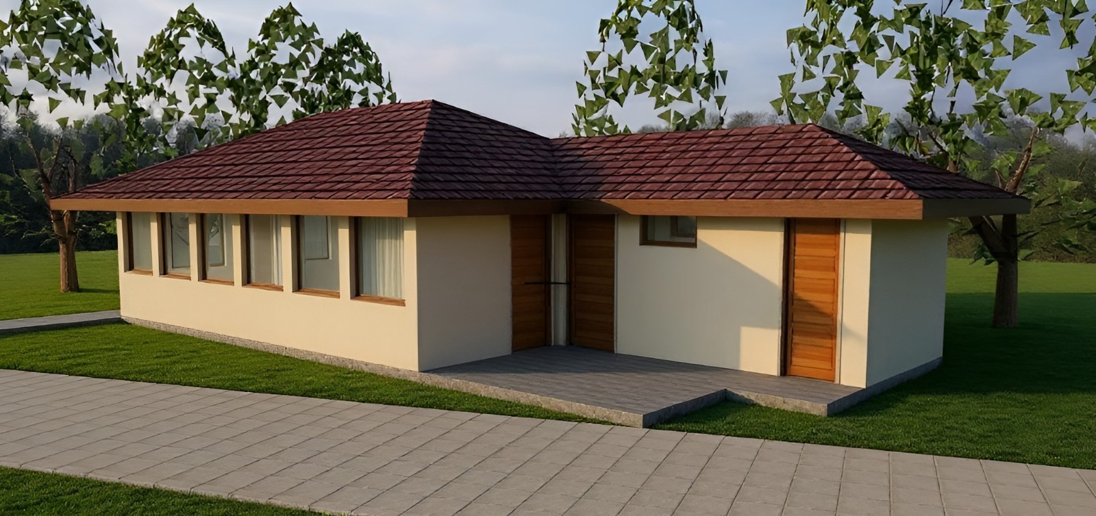 Tiny Small Modern Open House Floor Plan Blueprints + Material List, 646SQFT/60m2