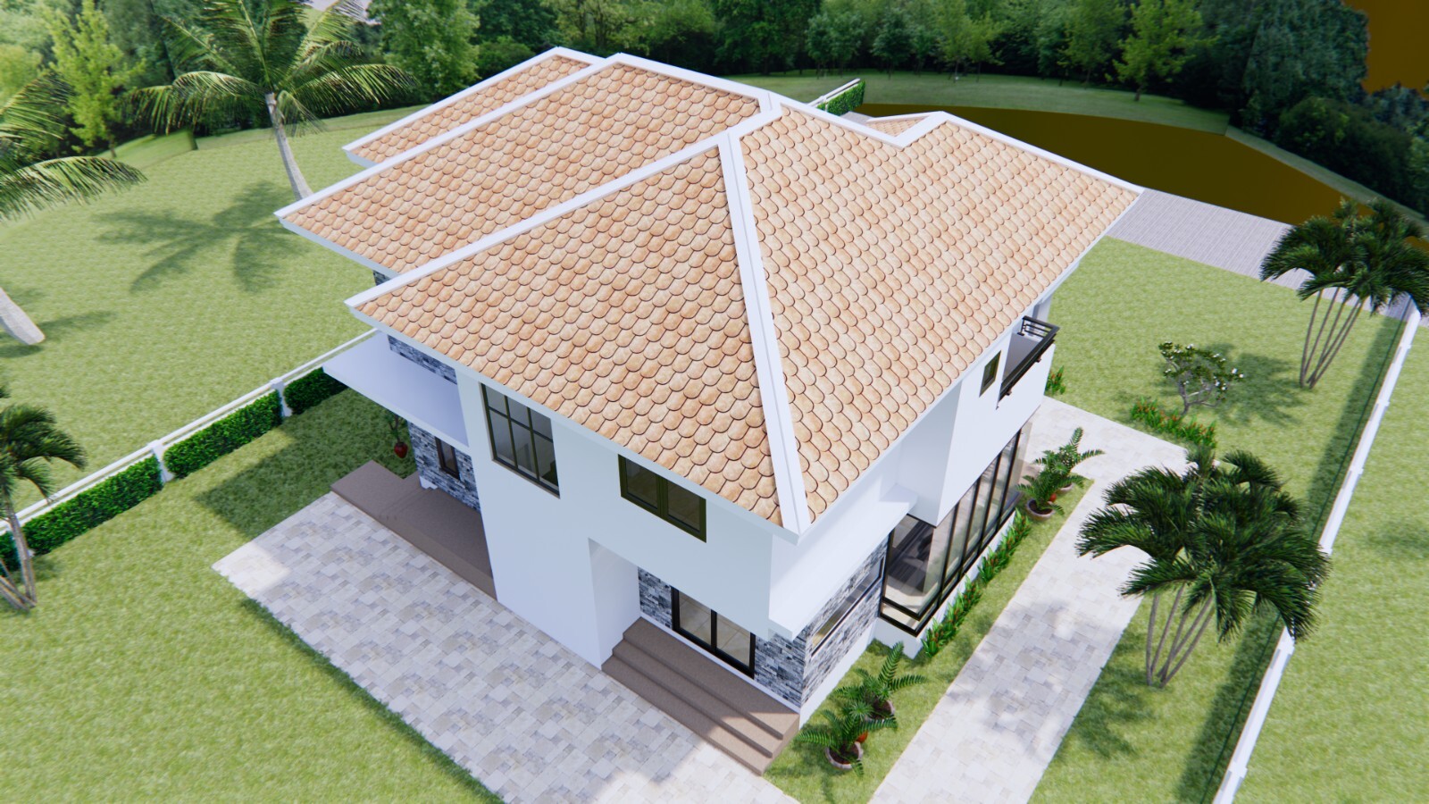 36×26 Feet House Plans 11×8 Meter 3 Beds 2 Bath Hip Roof PDF Plan (A4 Hard Copy)