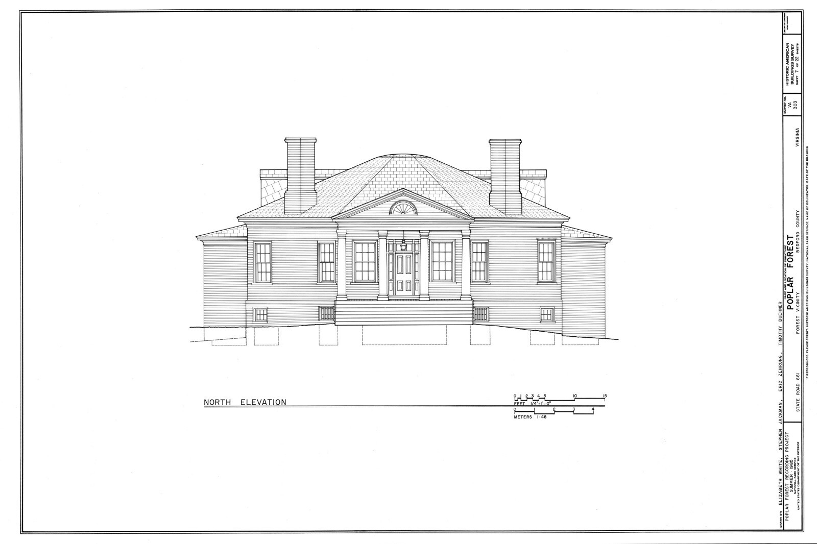 Poplar Forest by Thomas Jefferson, octagon Colonial country house detailed plans