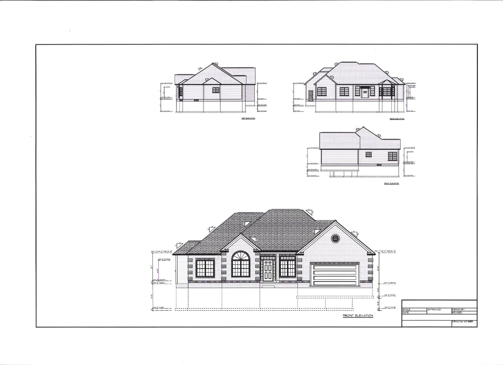 Full Set of single story 3 bedroom house plans 2,145 sq ft
