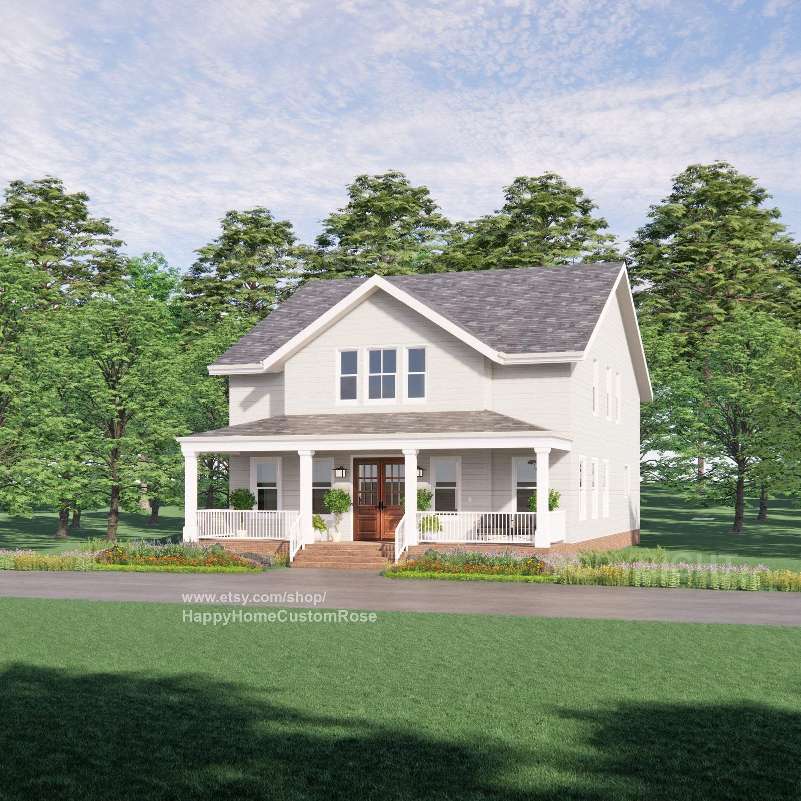 Tall Oak Southern Living Farmhouse – Two Story – 4 Bed 4 Bath – 58×35′ – 3480 Sq