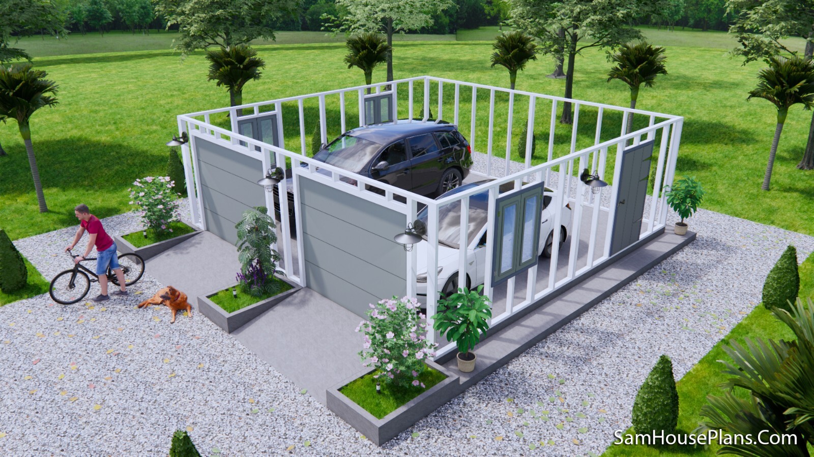 24×24 Feet 7.3×7.3 Meter 2 Cars Garage Shed Plan PDF Plans (A4 Hard Copy)