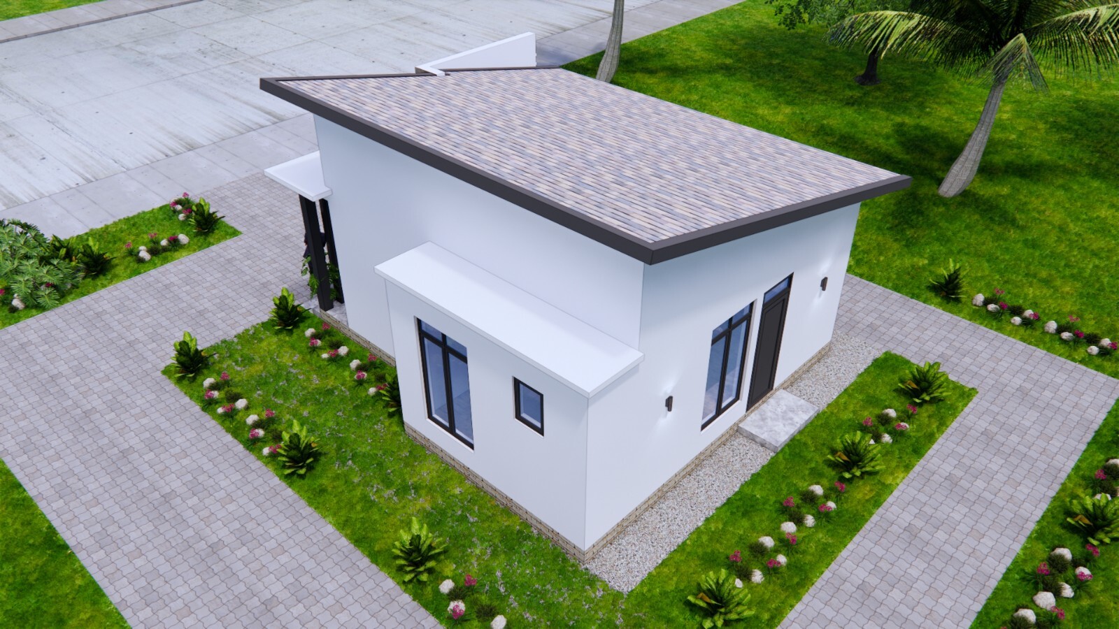 23×26 Feet Small House Plan 7×8 Meter 3 Beds 1 bath Shed Roof PDF & A4 Hard Copy