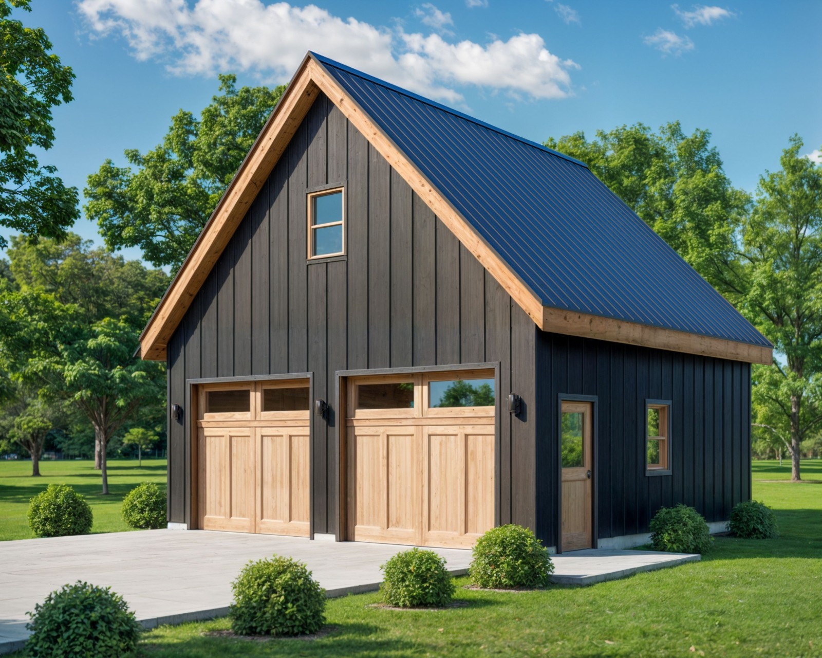 24′ x 24′ Two Car Garage, Detached Garage, 576 Sq Ft, 9 ft Walls, Attic Room