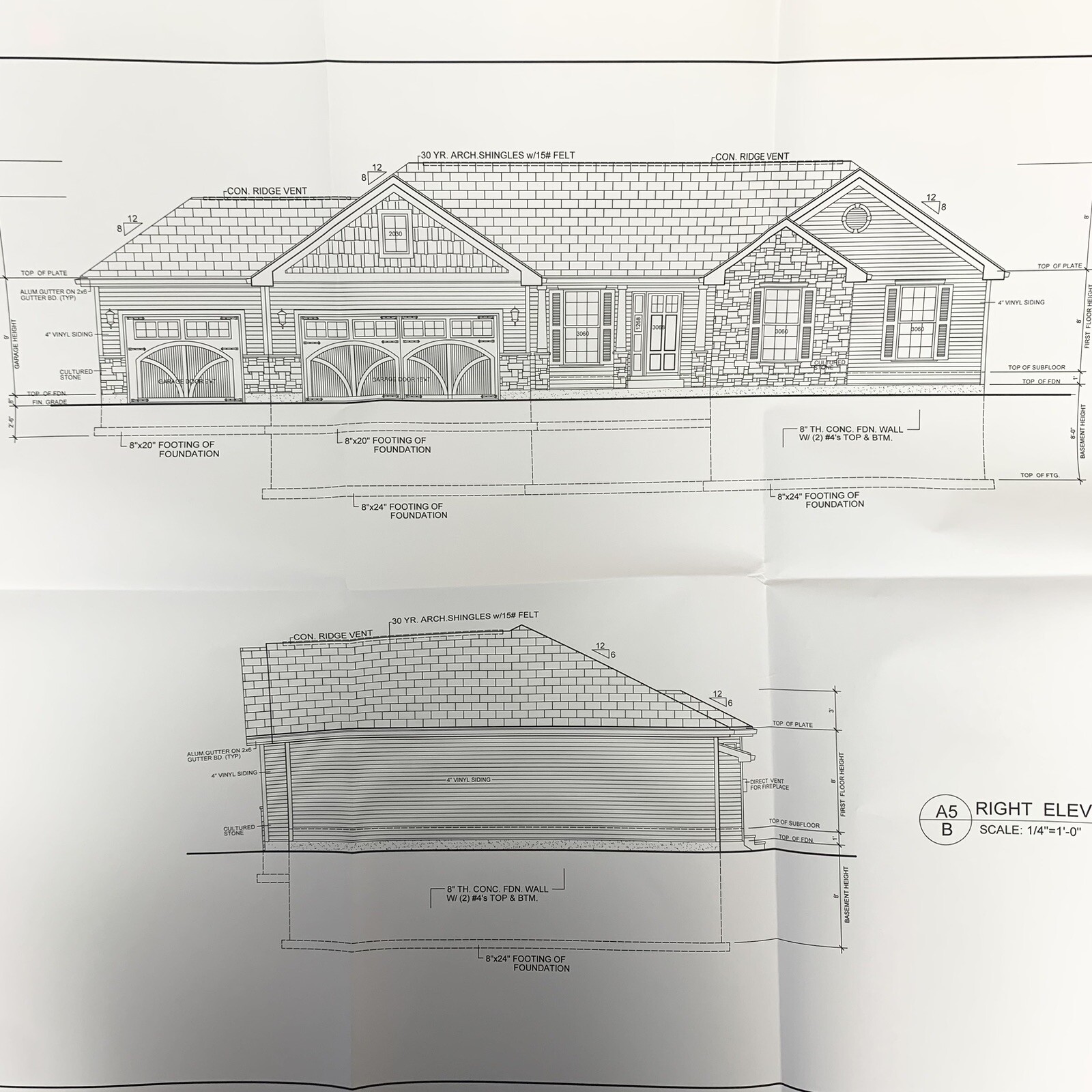 One Story House Plan – 3bd 2ba – 1495 Sq. Ft. – Basement – 3 Car Garage – D Size