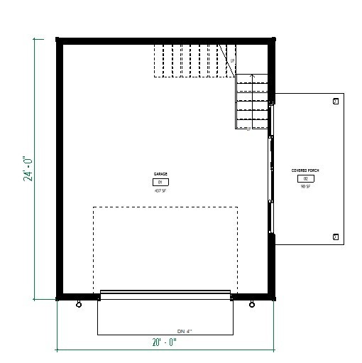 Modern Garage plans with Loft – 20’x24′ Detached Garage Blueprint